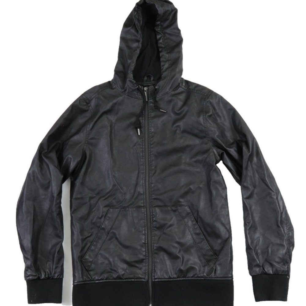 Dravus Black Faux Leather Jacket 100% Polyester